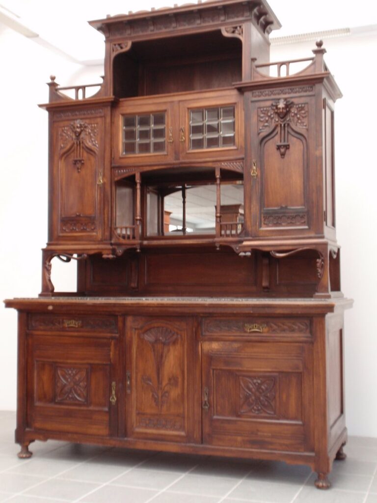 Jugendstil Kredenz, geschnitztes Schrankmöbel - beeindruckendes Wertmöbel 11 Nachhaltige Möbel antik und vintage