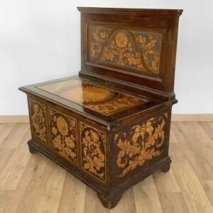 Antike Truhe beschnitzte Truhensitzbank antike Möbel 1880 deutschland