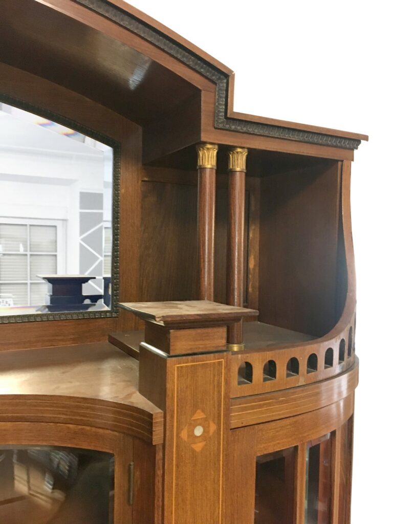 Jugendstil Buffet Schrank Vitrine Anrichte Marmorplatte kristallglas massiv vollholz Empire