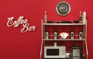 Wohnraumdesign 7 Küchenschrank Edelstahl Kaffeebar Vintage-Möbel Kaffeeecke einrichten