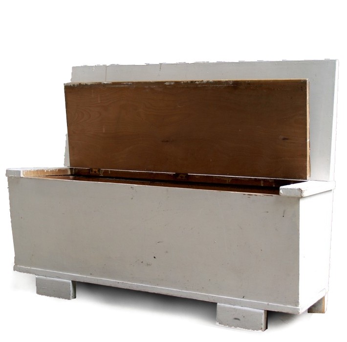 Read more about the article Shabby Chic Truhenbank, Küchenbank aus den 50ern