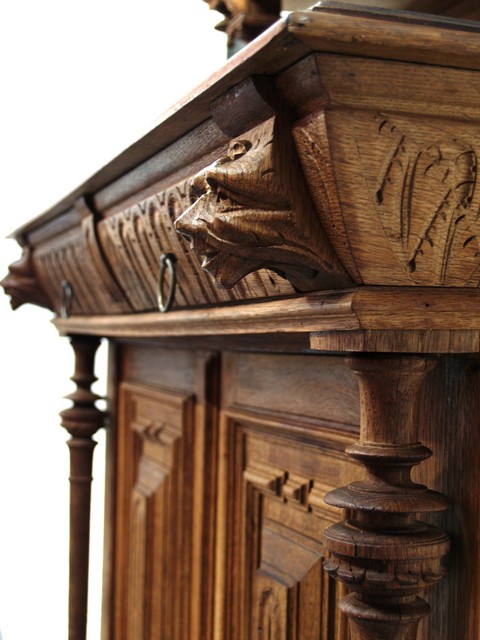 OLYMPUS DIGITAL CAMERA Antikes Buffet geschnitzt Schrank Altdeutsch Kredenz 1880 Massivholz Möbel restauriert