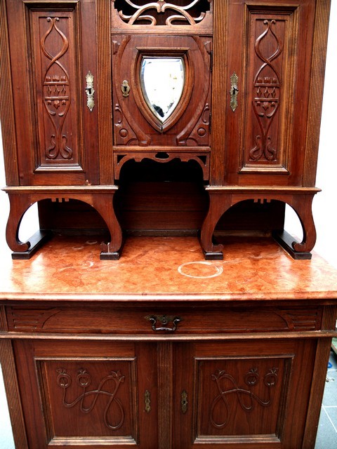 Jugendstil Möbel Buffet 7 Jugendstil antik Möbel Peitschenschlag Marmor Kredenz Antiquität shop kaufen