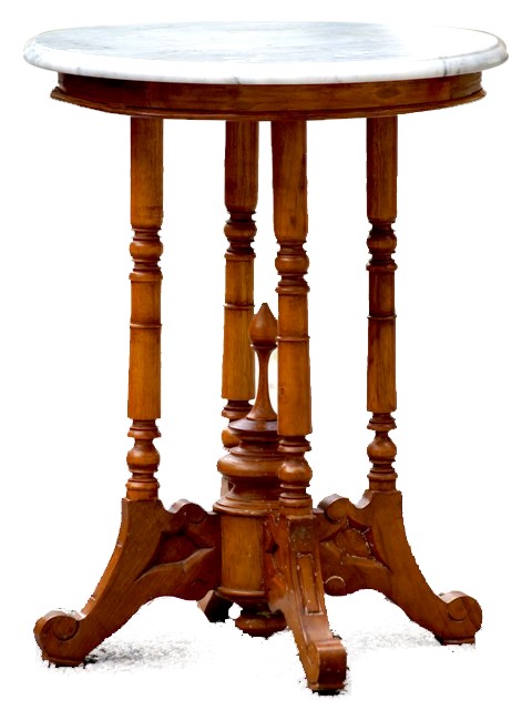 Read more about the article Antiker Historismus Beistelltisch mit runder Marmorplatte