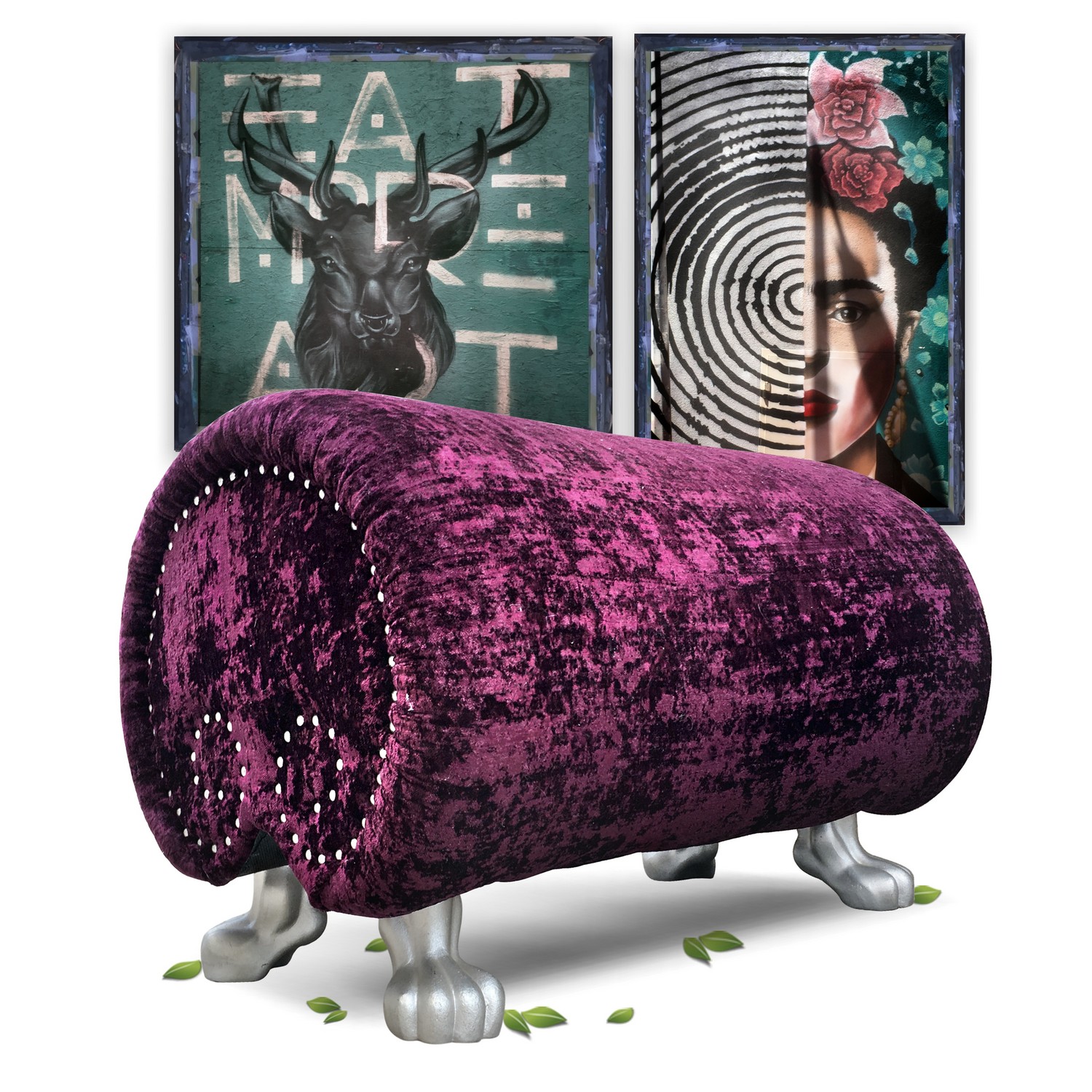 Stuhl Bretz Hocker Gaudi Barock lila silber Designklassiker