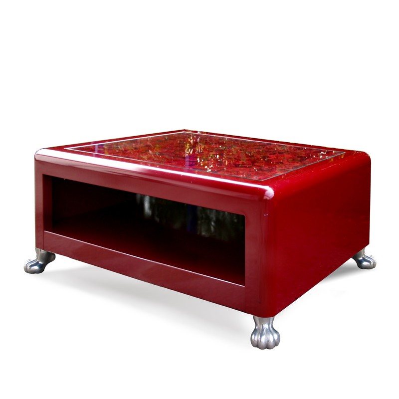 Read more about the article Bretz Couchtisch Metall rot Rosenstoff