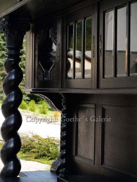 danziger barock schrank vollsaeulen gross schwarz antik antiquitaet g1741 14