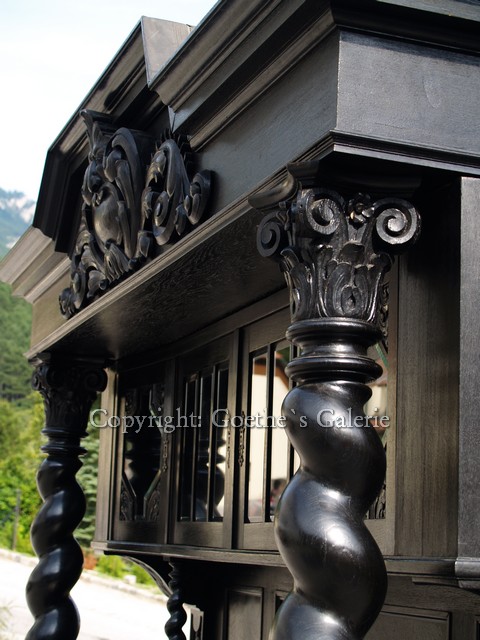 danziger barock schrank vollsaeulen gross schwarz antik antiquitaet g1741 16