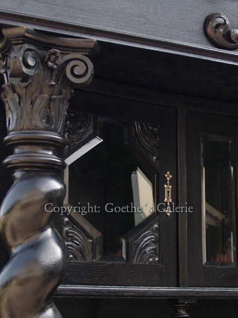 danziger barock schrank vollsaeulen gross schwarz antik antiquitaet g1741 19