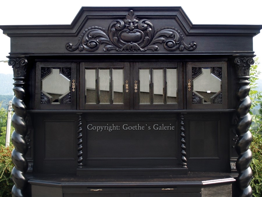 danziger barock schrank vollsaeulen gross schwarz antik antiquitaet g1741 5 1