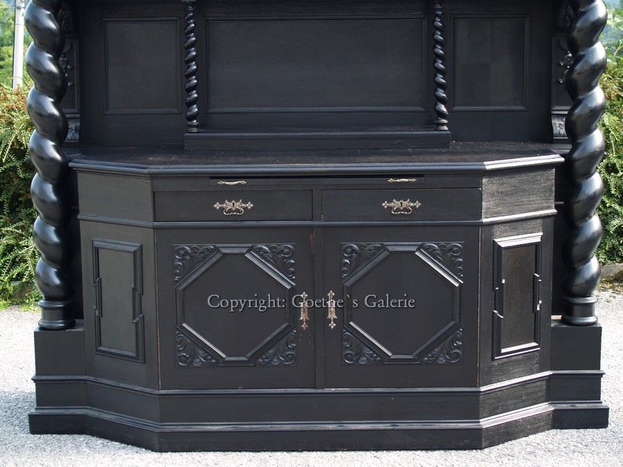 danziger barock schrank vollsaeulen gross schwarz antik antiquitaet g1741 7