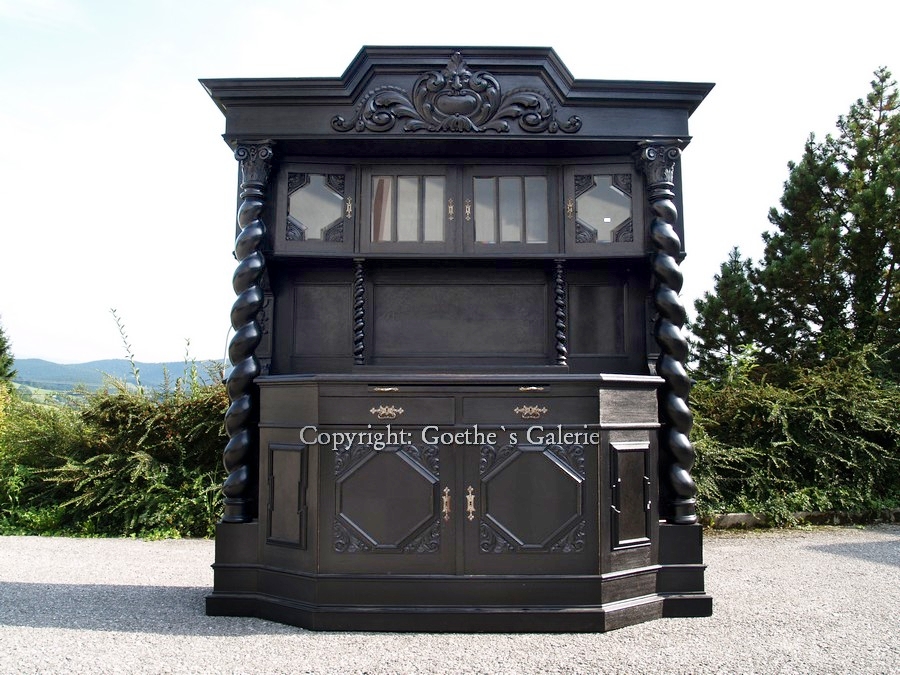 danziger barock schrank vollsaeulen gross schwarz antik antiquitaet g1741 8 1