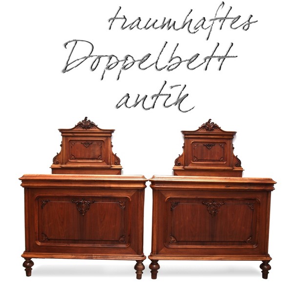 Read more about the article Antikes Bett Pfeifenbarock Doppelbett üppig geschnitzt