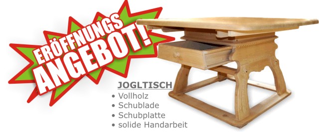 Read more about the article SHOP Eröffnungsangebot JOGLTISCH Vollholz geschnitzt – AKTION