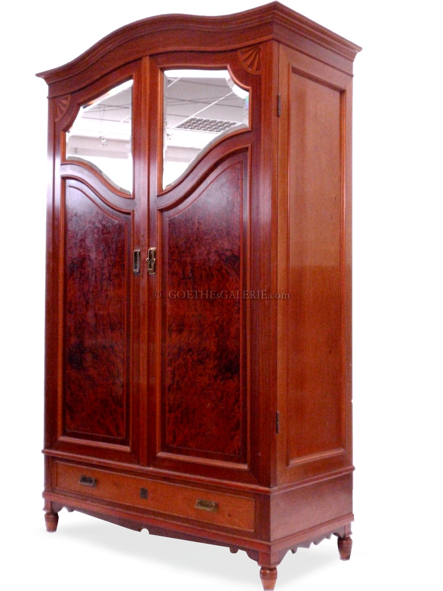 Jugendstil antik Biedermeier Frühbarock Kleiderschrank spiegel