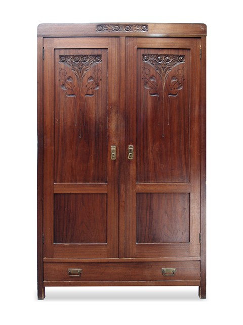 Antiker Schrank Jugendstil mit Rosen geschnitzt jugendstil g3069 schrank kasten rosen 1