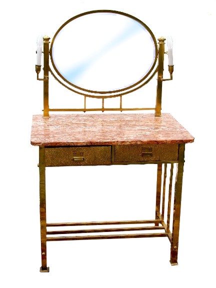 Read more about the article Jugendstil Schminktisch, Messing Toilettetisch – Glamourös elegantes Möbel!!!