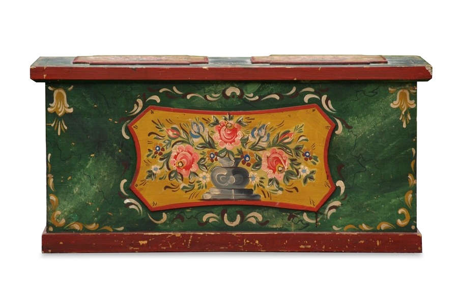 Read more about the article Antike Bauerntruhe bezaubernd bemaltes Bauernmöbel