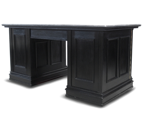 Schreibtisch antik restauriert massivholz Herrenzimmer Möbel Antiquität schwarz beschnitzt