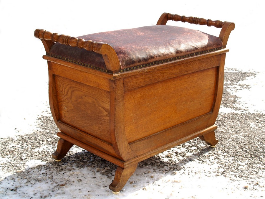 Bilder (c) zeigen: Truhe / Sitztruhe antik um 1860 antike Sitzbank Biedermeier Sitztruhe Antiquität Möbel