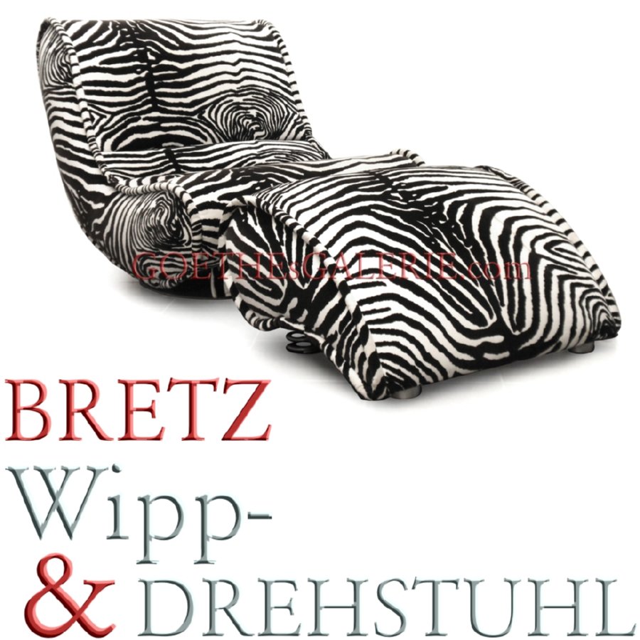 Fotos (c) zeigen Bretz HOOKIPA / LAOLA Drehstuhl, Wippstuhl in Wellenform mit Zebra Samtstoff Bretz Laola hookipa sofastuhl zebra