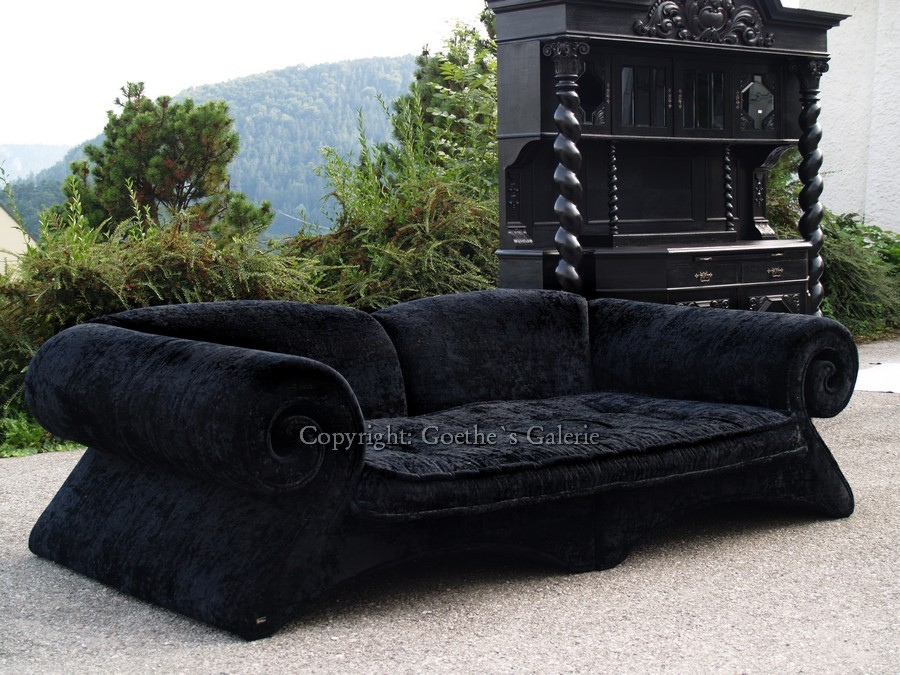 Bretz Mammut rotes Glamoursamt Sofa 6 Bretz Mammut Sofa Couch schwarz samt neuwertig 3