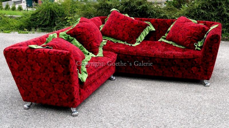 Riesensofa Wohnlandschaft Rosenstoff Bretz Sofa Monster Bettsofa rot