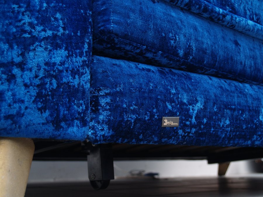 Ausziehbares Sofa Bretz Samtstoff blau