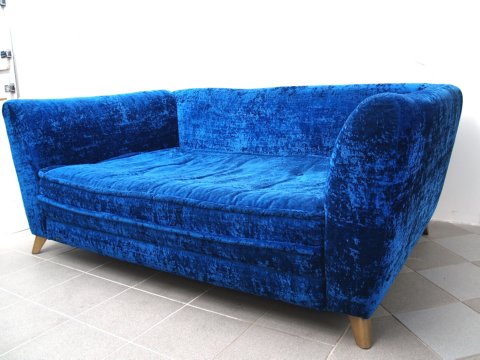 Bretz sofa Monster ausziehbar designklassiker lounge glamoursamt bett blau