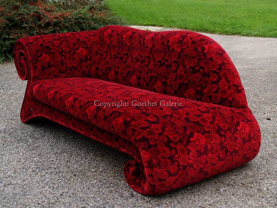 Bretz Mammut rotes Glamoursamt Sofa 5 Bretz Recamiere Rosen Mammut Sofa Couch 2