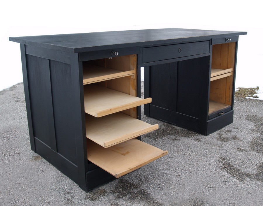 Schreibtisch Rollladen Rolladenschreibtisch schwarz 3