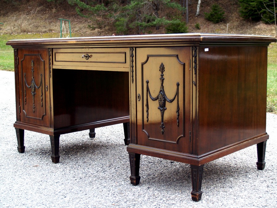 Schreibtisch antik geschnitzt empire restauriert 2