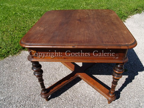 Foto (c) zeigt: antiken Speisetisch mit Laden Tisch Speisetisch Esstisch ausziehbar 3 02
