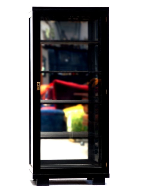Jugendstil Möbel Antiquität Schrank antik Pfeilervitrine schwarz