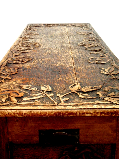 Antike Jugendstil FlachdeckelTruhe 1908