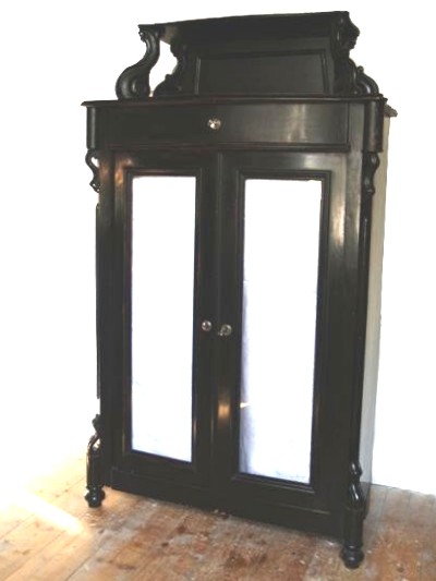 Schrank Jugendstil Vertiko Vitrine antik schwarz Möbel