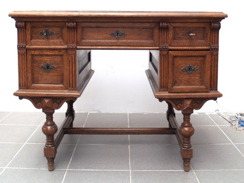 antiker Schreibtisch Front Schreibtisch antik restauriert massivholz Herrenzimmer Möbel Antiquität beschnitzt