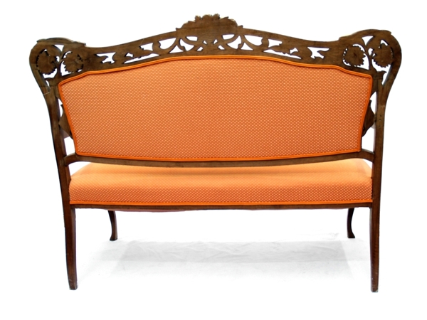 antikes sofa orange geschnitzt 2