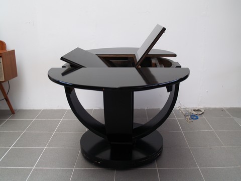 Antiker Tisch Art Deco schwarz Artdeco ausziehbarer Speisetisch restauriert Streamliner Silverliner