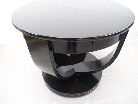 Antiker Tisch Art Deco schwarz Artdeco ausziehbarer Speisetisch restauriert Chromliner