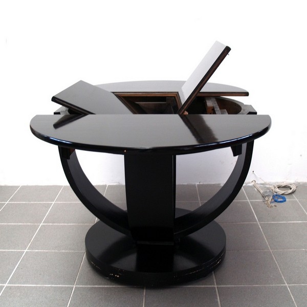 Antiker Tisch Art Deco schwarz Artdeco ausziehbarer Speisetisch restauriert Streamliner Silverliner