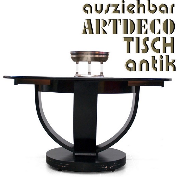 Antiker Tisch Art Deco schwarz Artdeco ausziehbarer Speisetisch restauriert Streamliner Silverliner