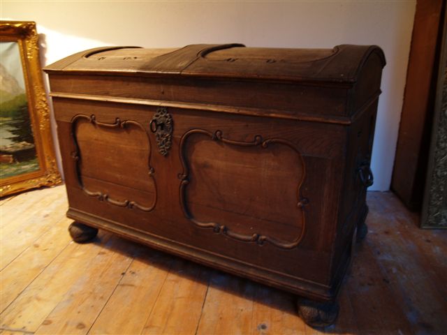 Barock Truhe antik Doubliert Massivholz Bauerntruhe Bauernmöbel