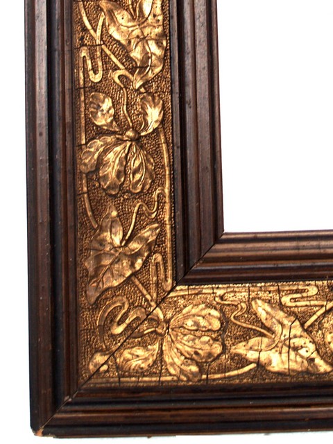 antiker Belle Epoque Bilderrahmen Ranken Gemälde Bilderrahmen antik Jugendstil Barock Gold vergoldet Antiquität Galerie Rahmen Spiegel schwarz Blätter