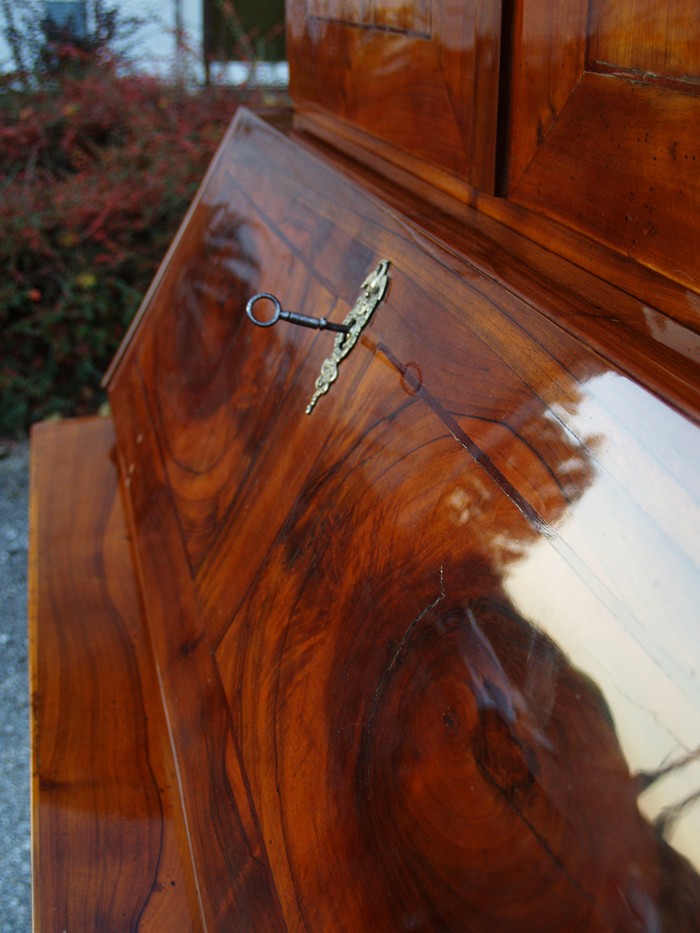 biedermeier 4232 schrank sekretaer schreibtisch aufsatz nuss antik1 10