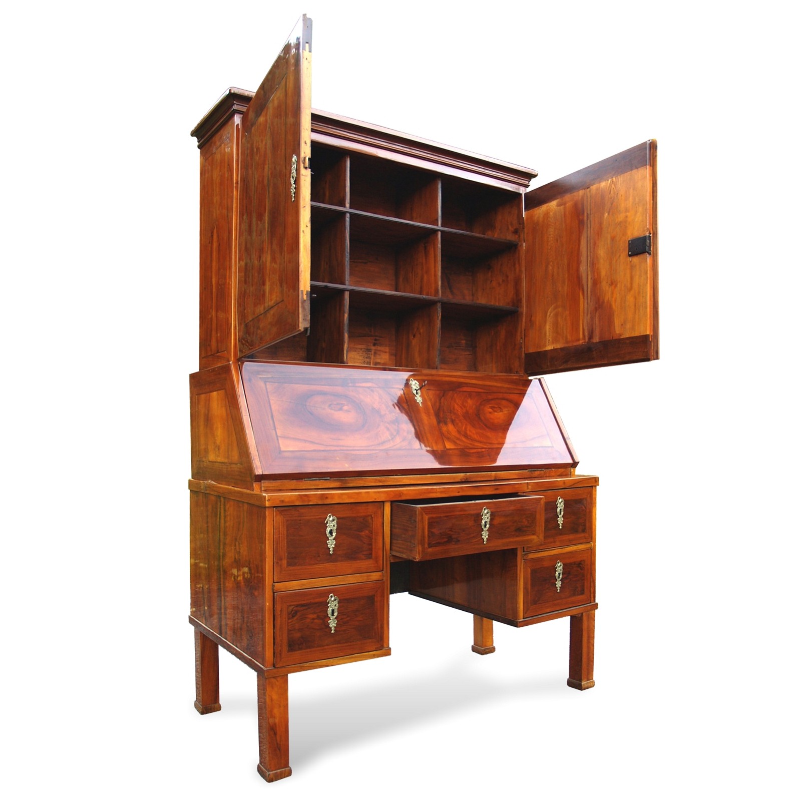 biedermeier 4232 schrank sekretaer schreibtisch aufsatz nuss antik1 1
