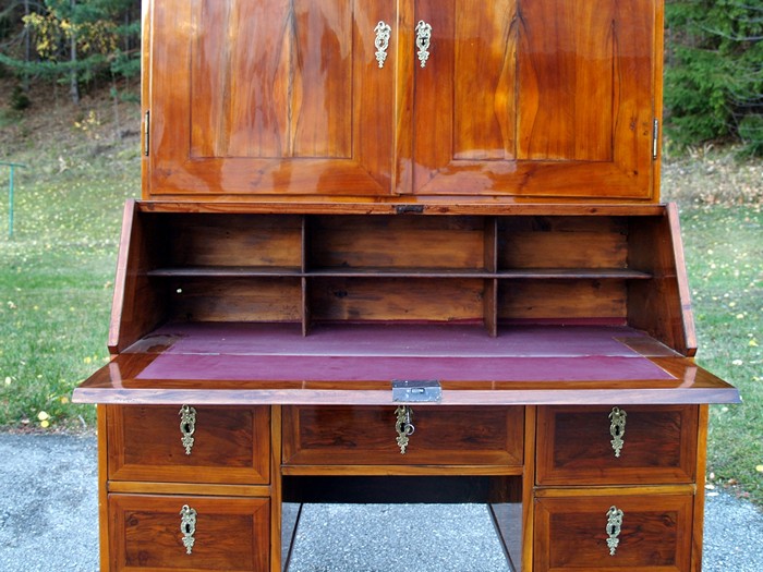 biedermeier 4232 schrank sekretaer schreibtisch aufsatz nuss antik1 6