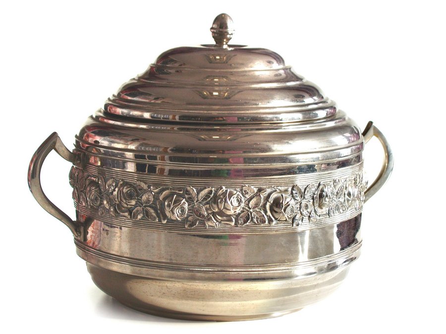 Jugendstil rosen silber Suppentopf antik