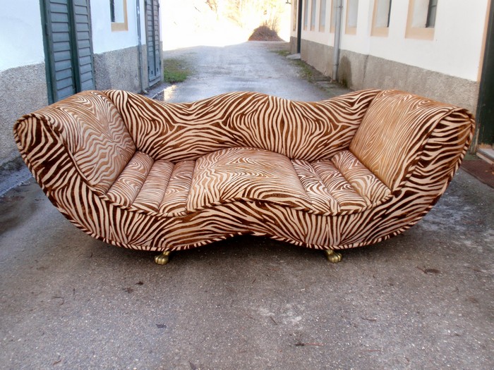 Bretz Designklassiker Sofa Laola Hookipa Zebra braun Löwentatzenfüße