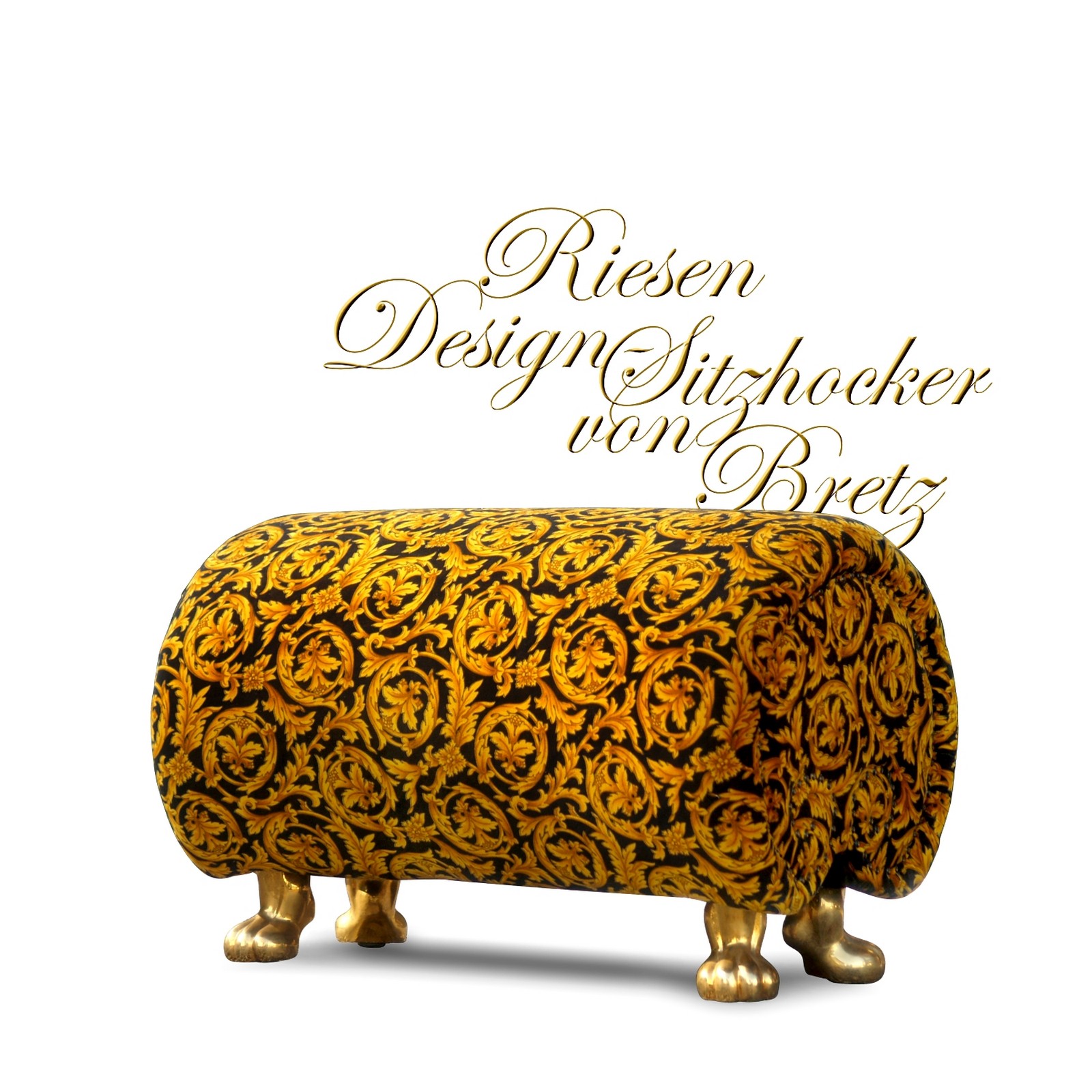 Design Stuhl golden Bretz Versace Hocker Bretz Stuhl gold Ranken Samtstoff Löwentatzen Designklassiker